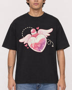 Mockup Boxy Heavyweight Tee Black male close-up 06
