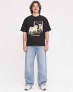 Mockup Boxy Heavyweight Tee Black male full-body 49