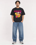 Mockup Boxy Heavyweight Tee Black male full-body 02