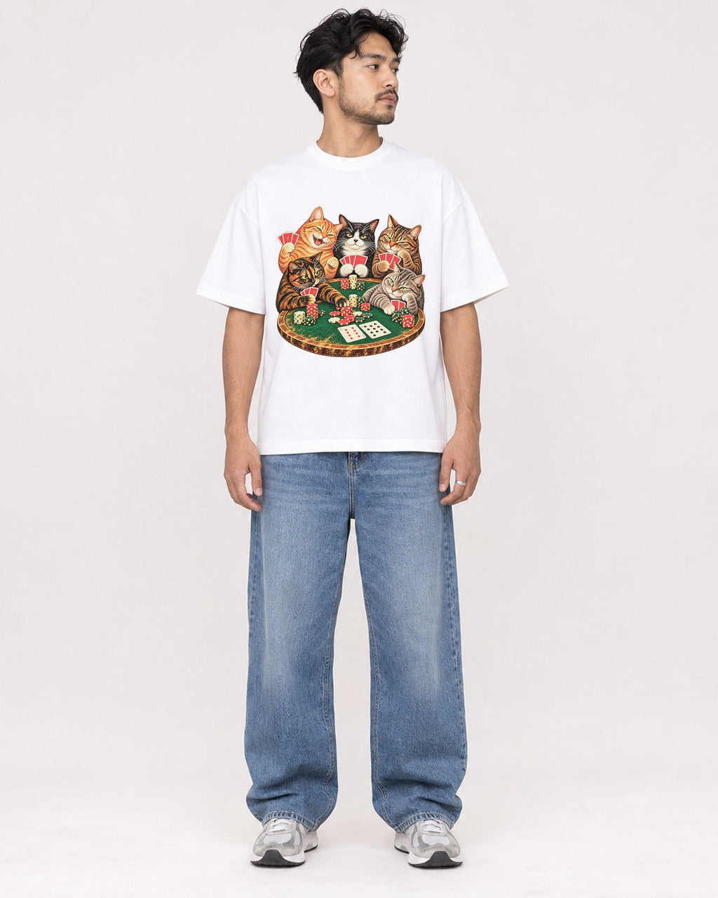 Mockup Boxy Heavyweight Tee White male full-body 02