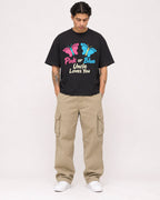 Mockup Boxy Heavyweight Tee Black male full-body 36