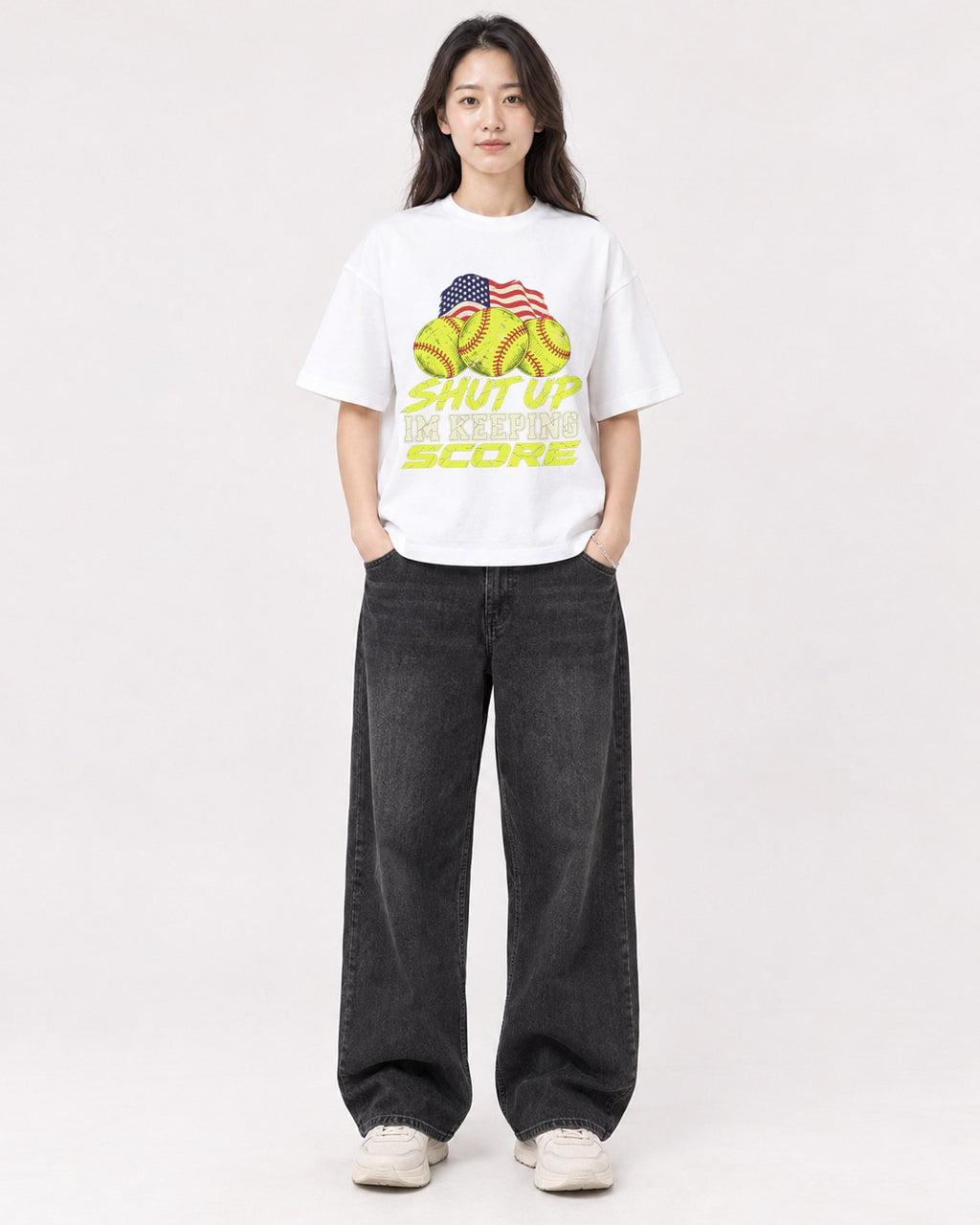 Mockup Boxy Heavyweight Tee White female full-body 03