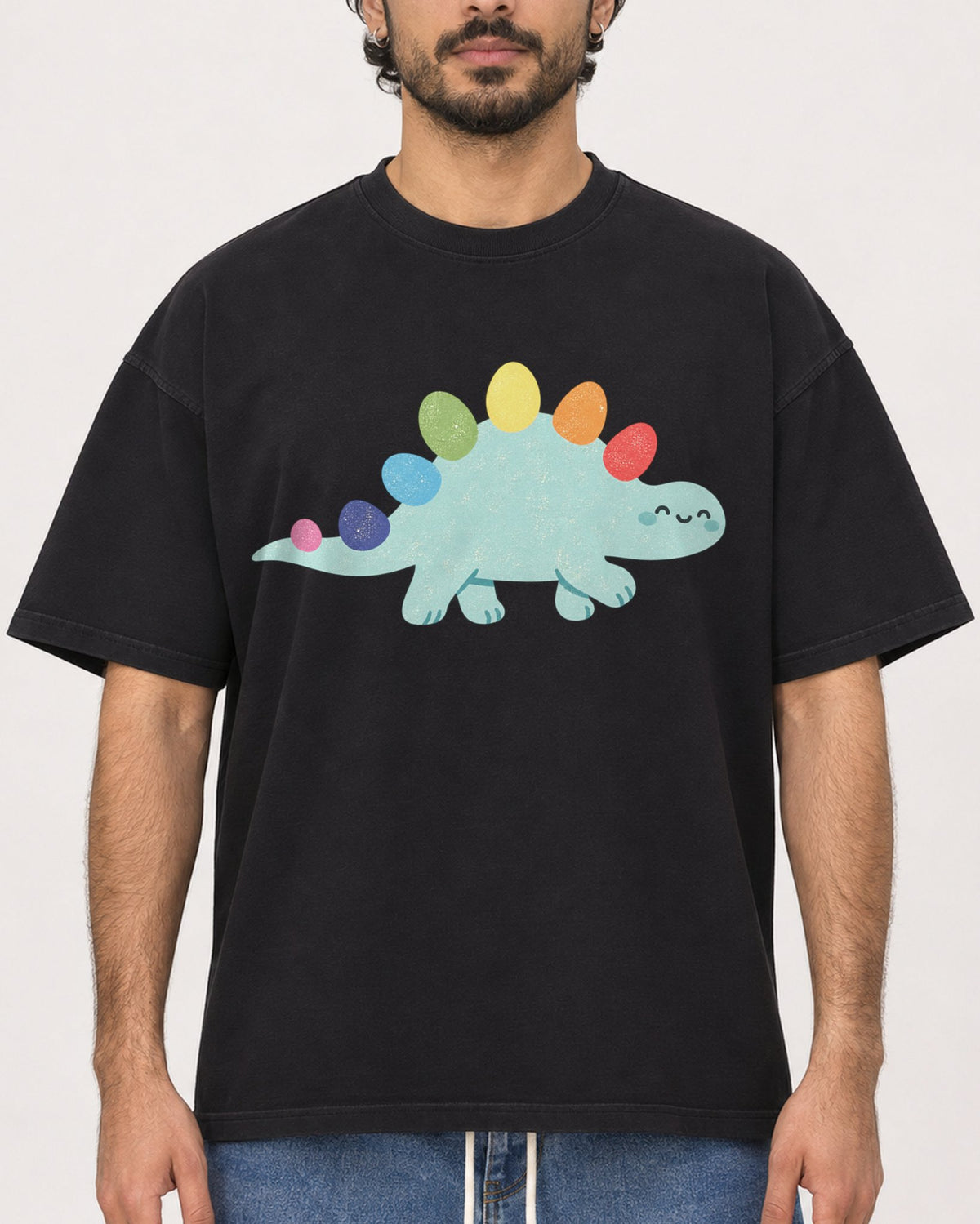 Mockup Boxy Heavyweight Tee Black male close-up 47