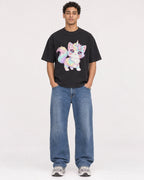 Mockup Boxy Heavyweight Tee Black male full-body 10