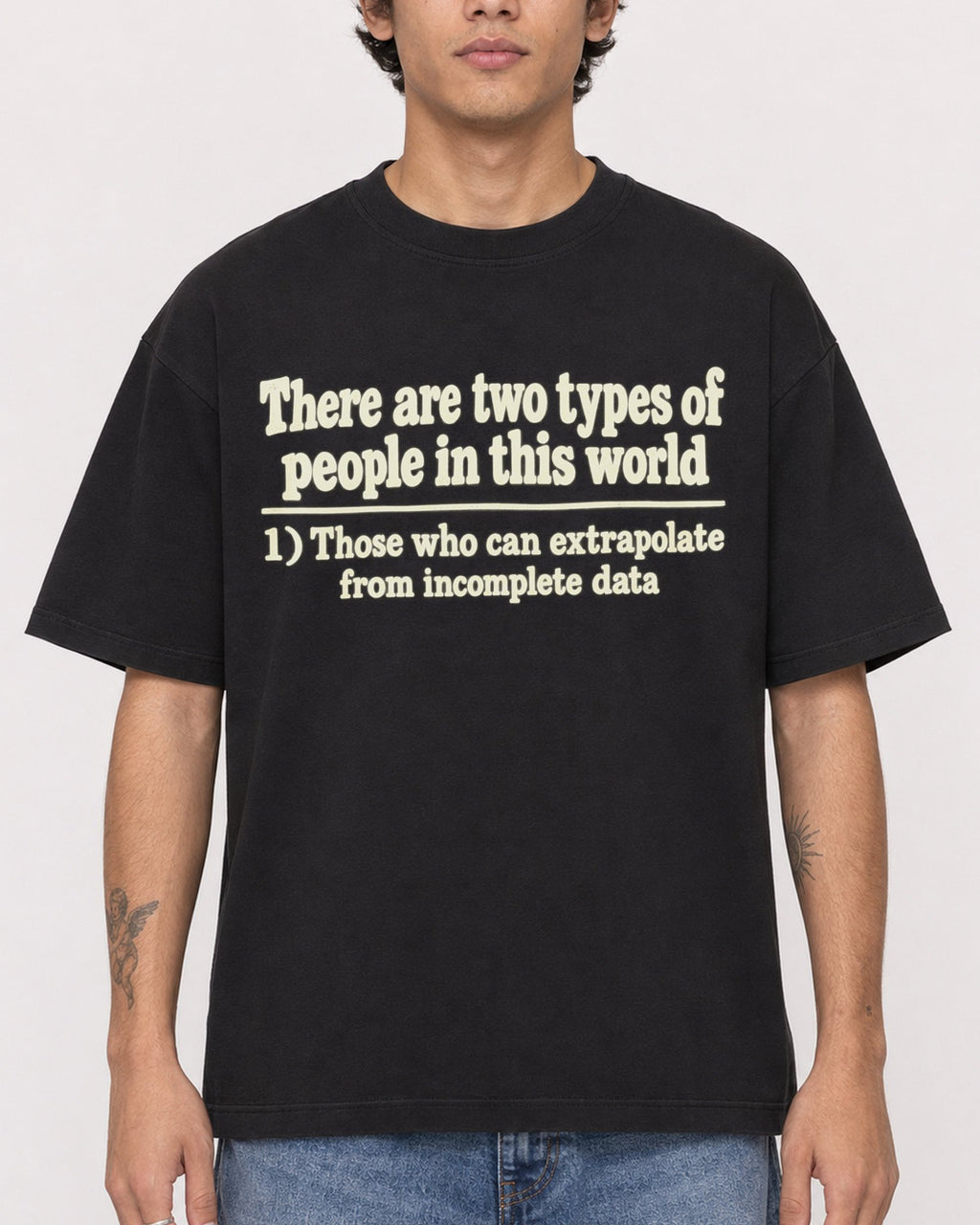 Mockup Boxy Heavyweight Tee Black male close-up 06