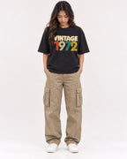 Mockup Boxy Heavyweight Tee Black female full-body 02