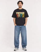 Mockup Boxy Heavyweight Tee Black male full-body 02