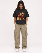 Mockup Boxy Heavyweight Tee Black female full-body 06