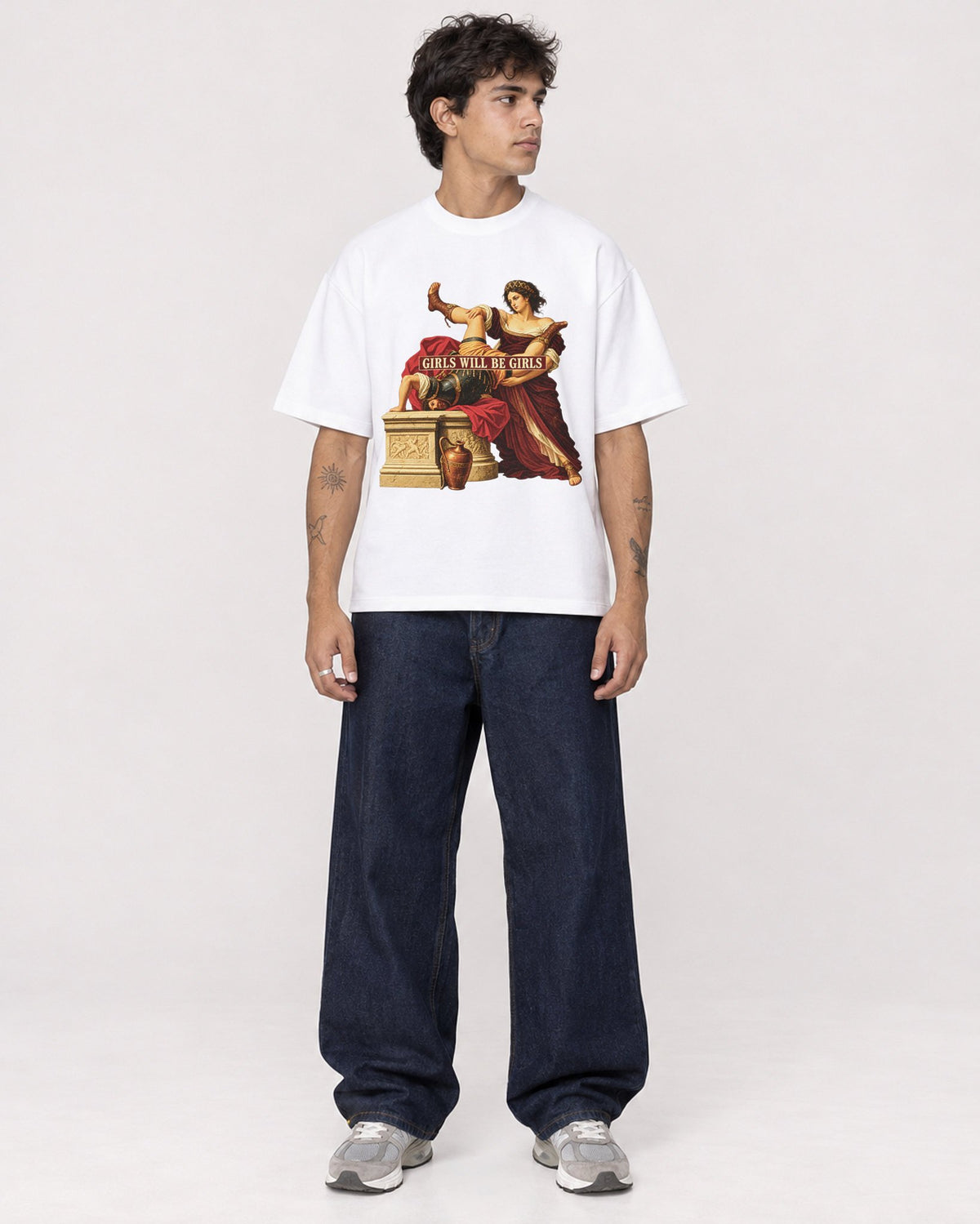 Mockup Boxy Heavyweight Tee White male full-body 06