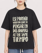 Mockup Boxy Heavyweight Tee Black female close-up 21