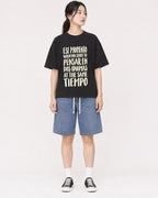 Mockup Boxy Heavyweight Tee Black female full-body 21