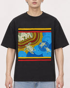 Mockup Boxy Heavyweight Tee Black male close-up 01