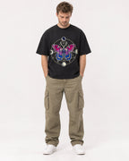 Mockup Boxy Heavyweight Tee Black male full-body 08