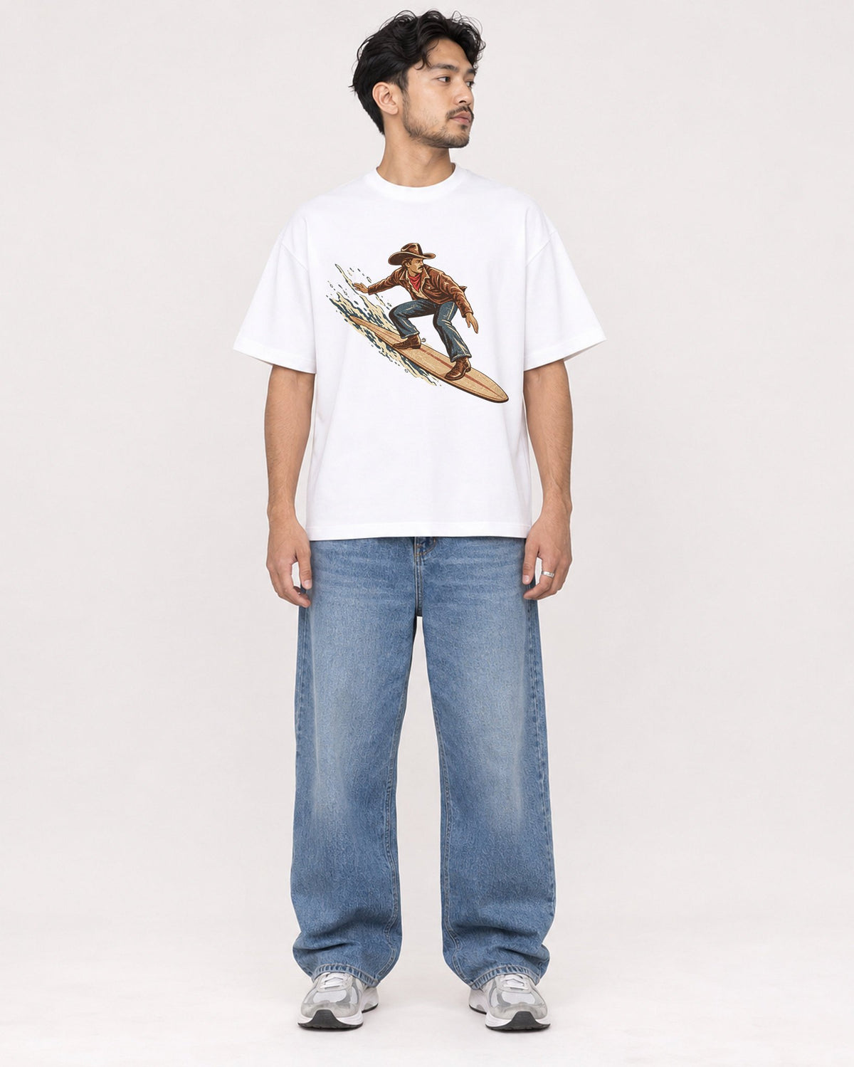 Mockup Boxy Heavyweight Tee White male full-body 02