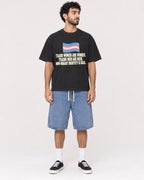 Mockup Boxy Heavyweight Tee Black male full-body 27
