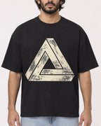 Mockup Boxy Heavyweight Tee Black male close-up 17