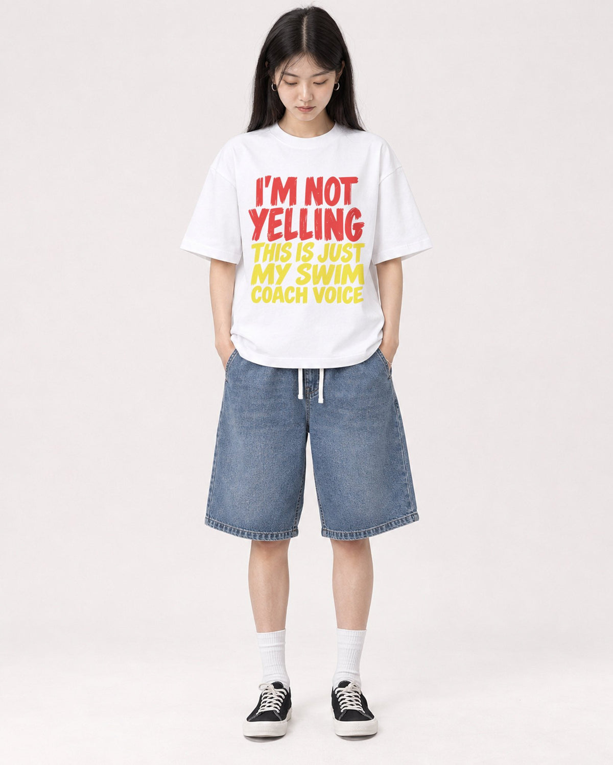 Mockup Boxy Heavyweight Tee White female full-body 01