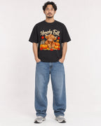 Mockup Boxy Heavyweight Tee Black male full-body 02
