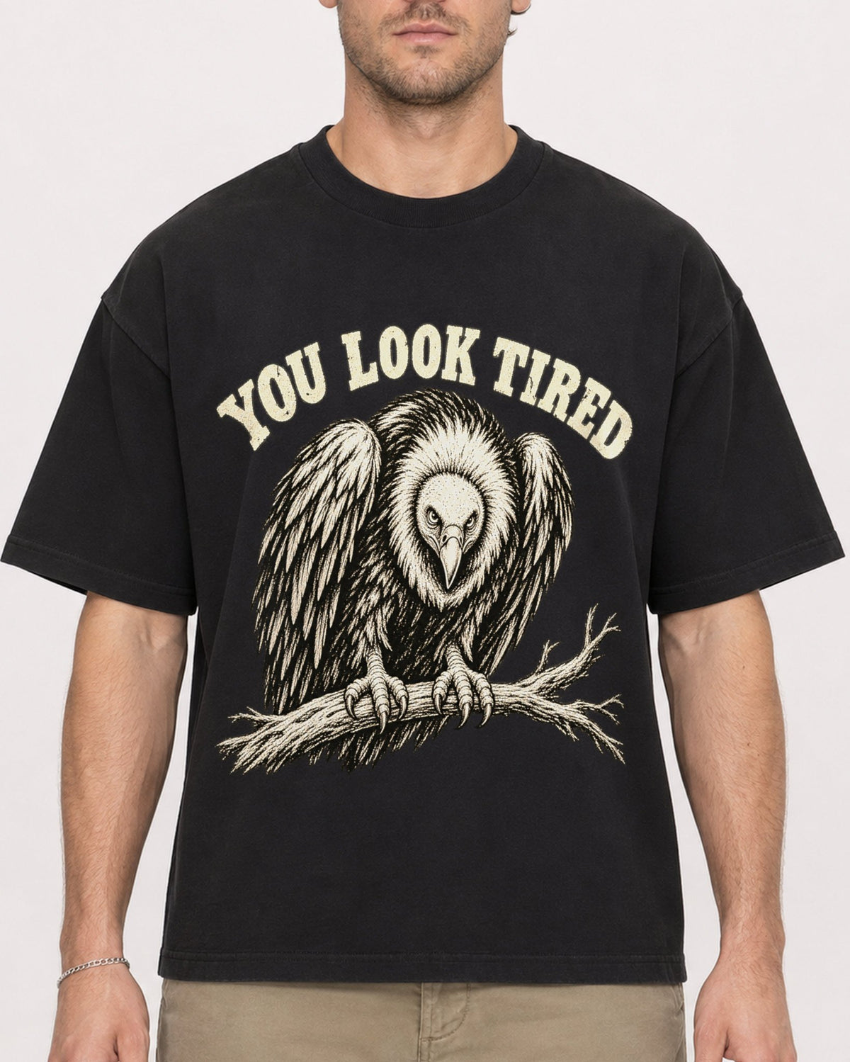 Mockup Boxy Heavyweight Tee Black male close-up 08