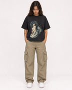 Mockup Boxy Heavyweight Tee Black female full-body 06