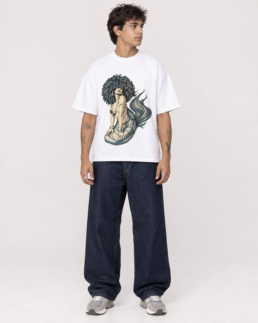 Mockup Boxy Heavyweight Tee White male full-body 06