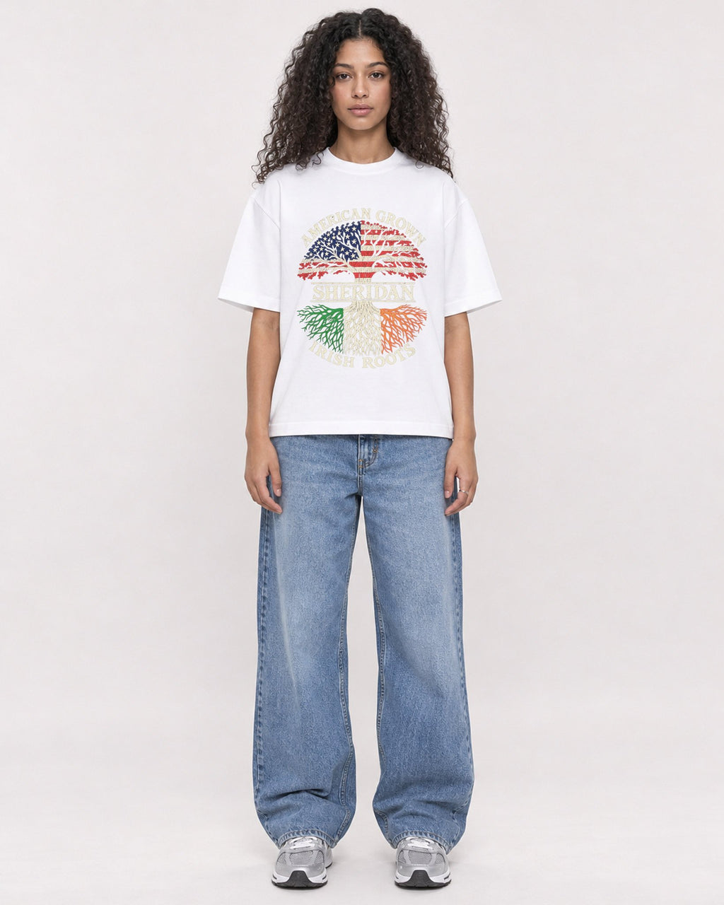 Mockup Boxy Heavyweight Tee White female full-body 10
