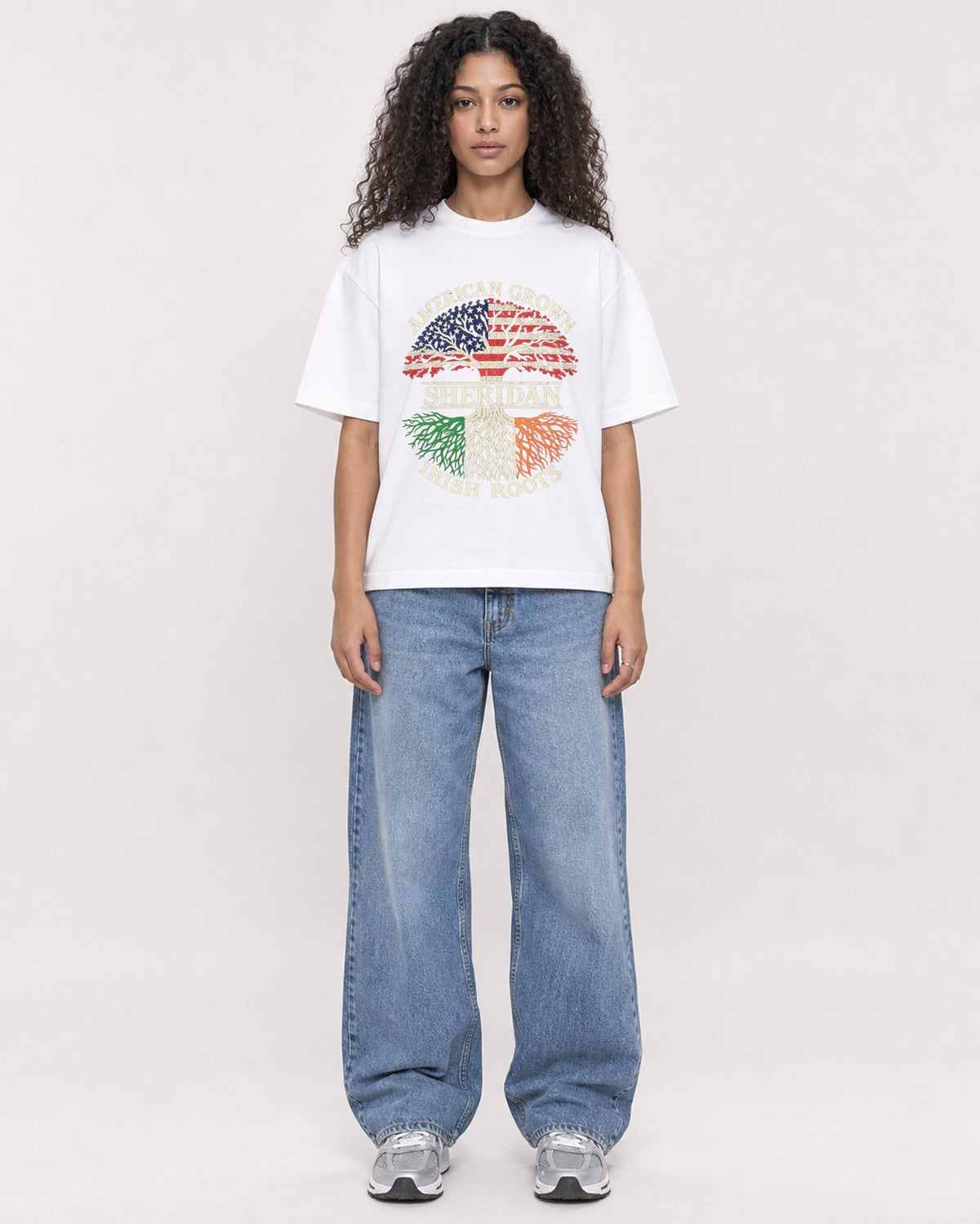 Mockup Boxy Heavyweight Tee White female full-body 10
