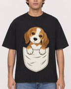 Mockup Boxy Heavyweight Tee Black male close-up 06