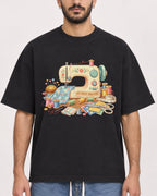 Mockup Boxy Heavyweight Tee Black male close-up 07