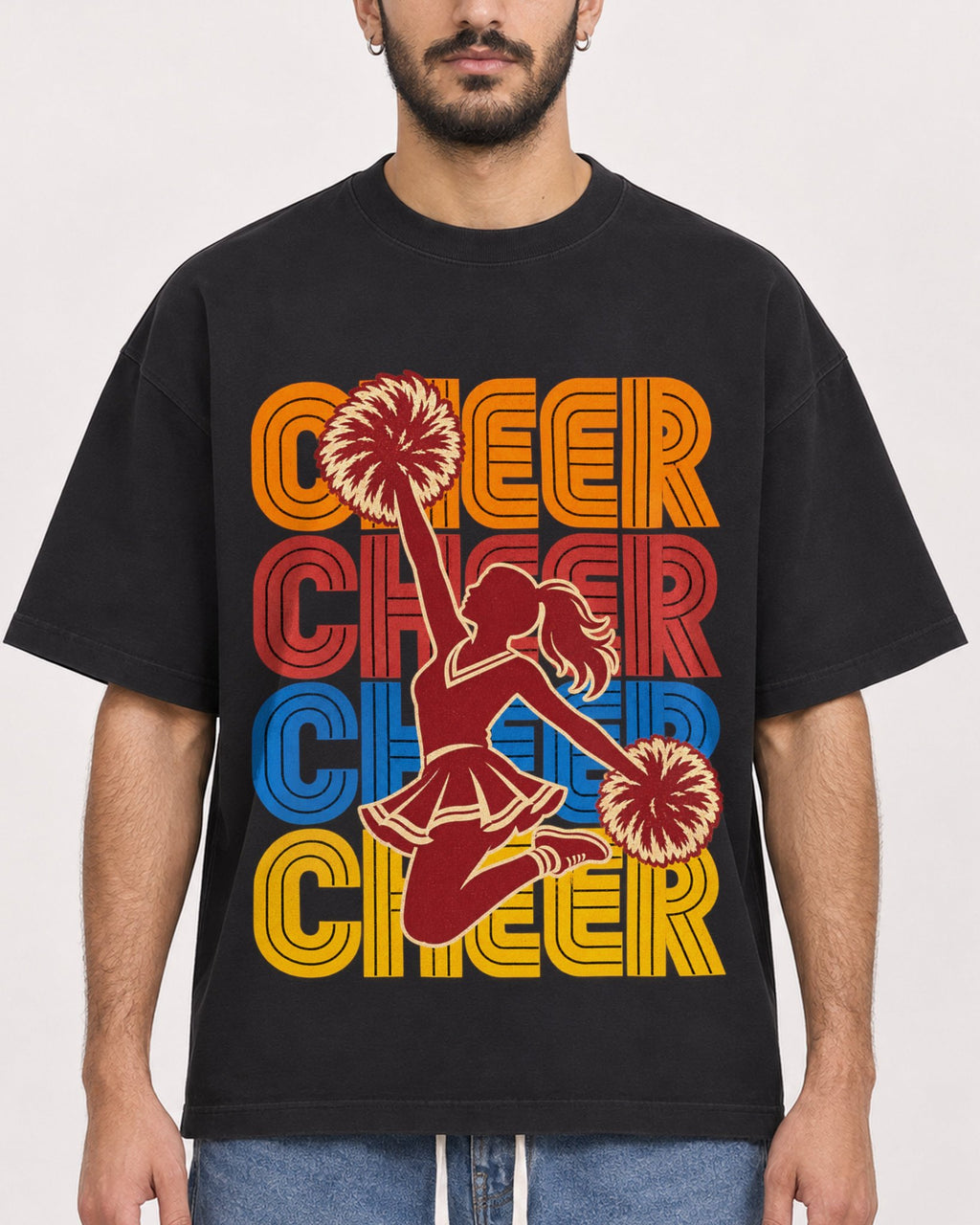 Mockup Boxy Heavyweight Tee Black male close-up 07