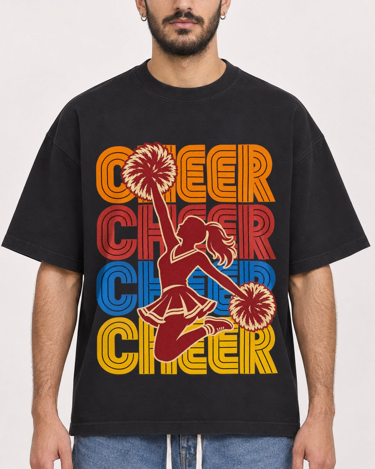Mockup Boxy Heavyweight Tee Black male close-up 07
