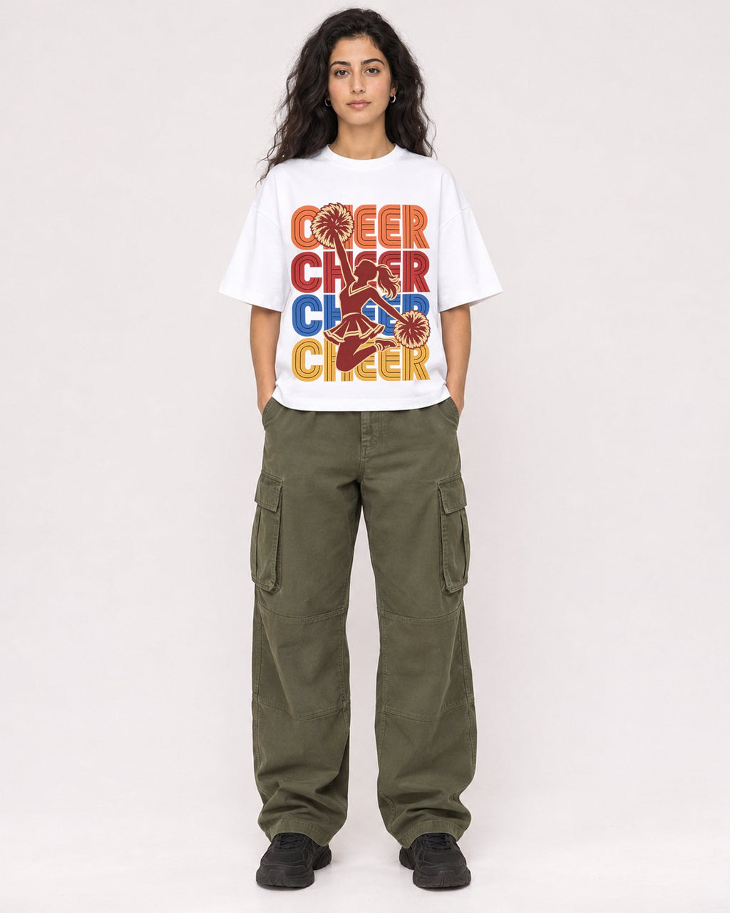 Mockup Boxy Heavyweight Tee White female full-body 07