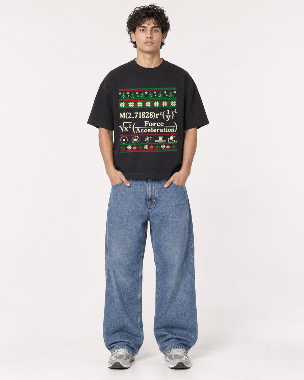 Mockup Boxy Heavyweight Tee Black male full-body 26