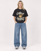 Mockup Boxy Heavyweight Tee Black female full-body 08
