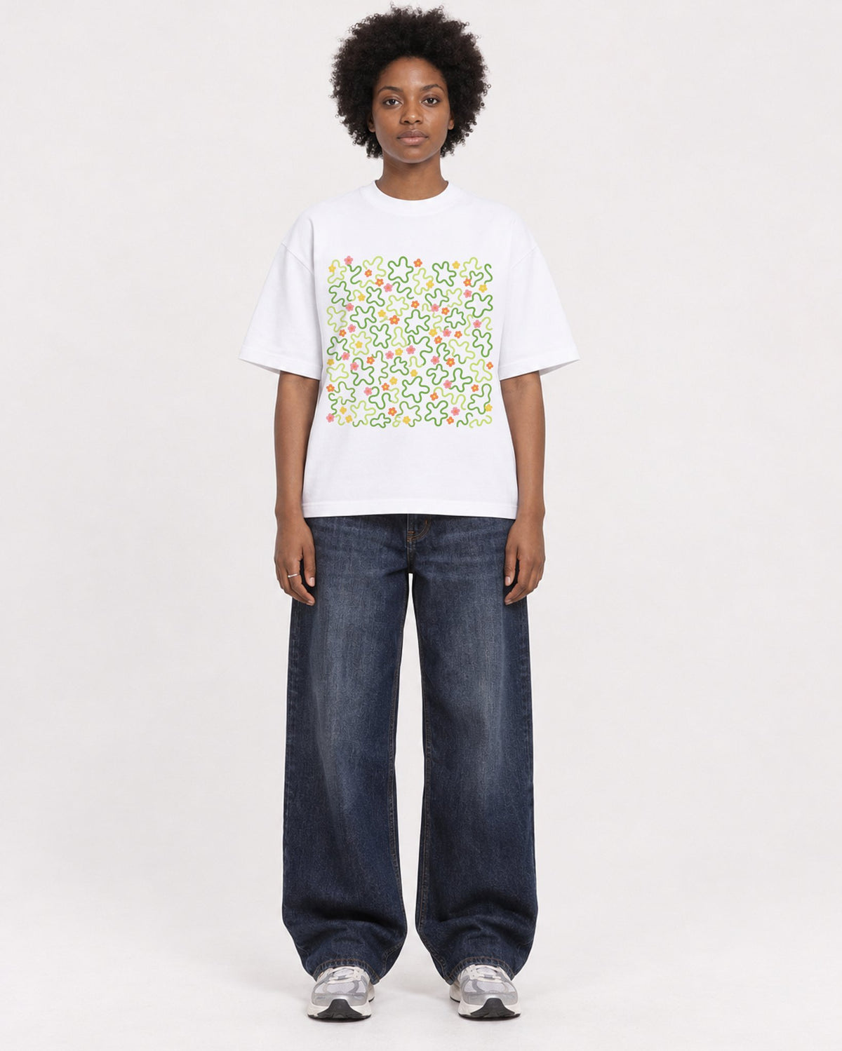 Mockup Boxy Heavyweight Tee White female full-body 14