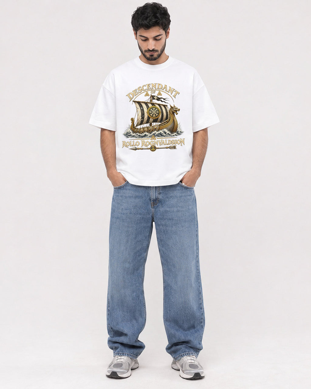 Mockup Boxy Heavyweight Tee White male full-body 07