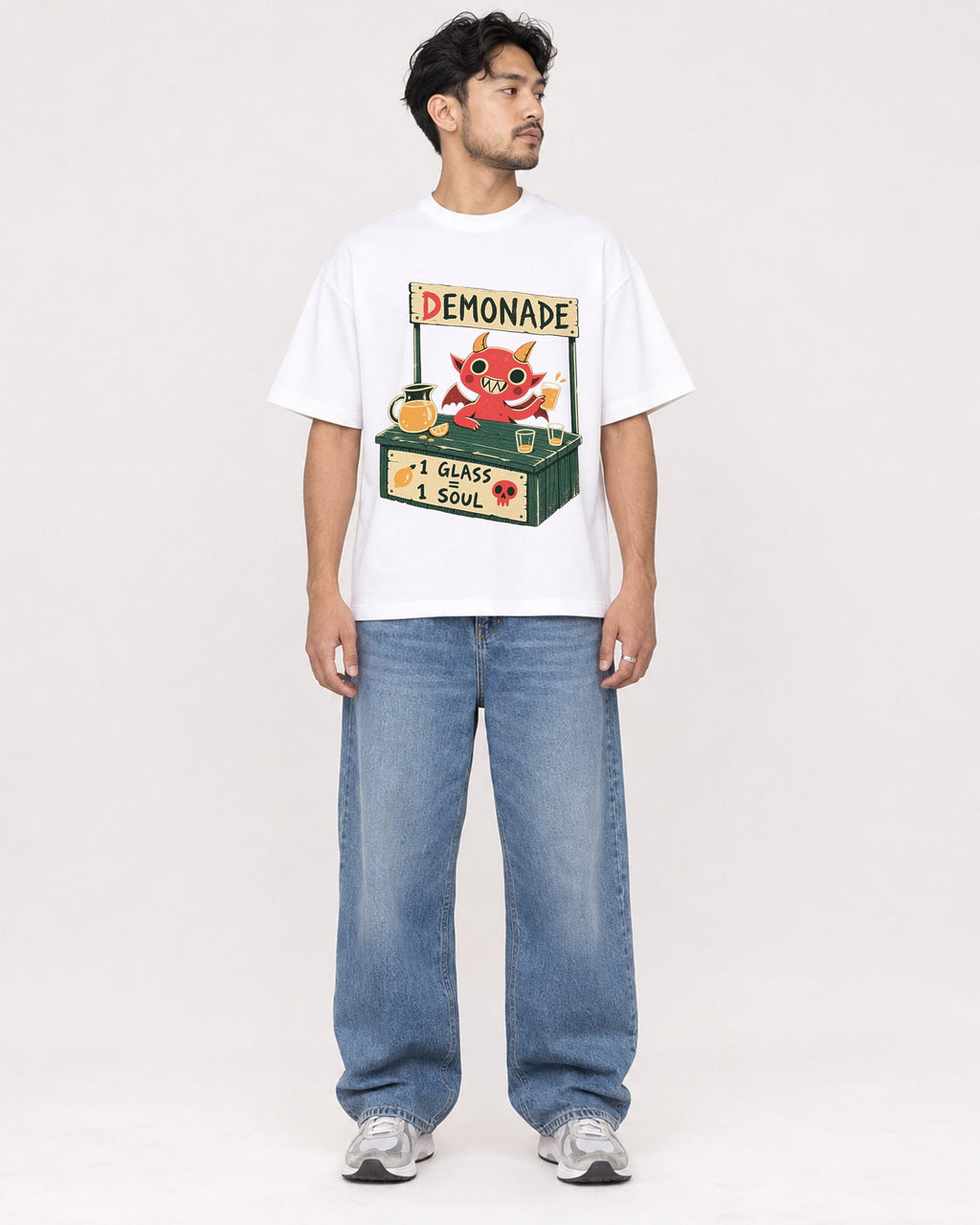 Mockup Boxy Heavyweight Tee White male full-body 02