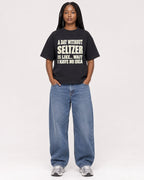 Mockup Boxy Heavyweight Tee Black female full-body 04
