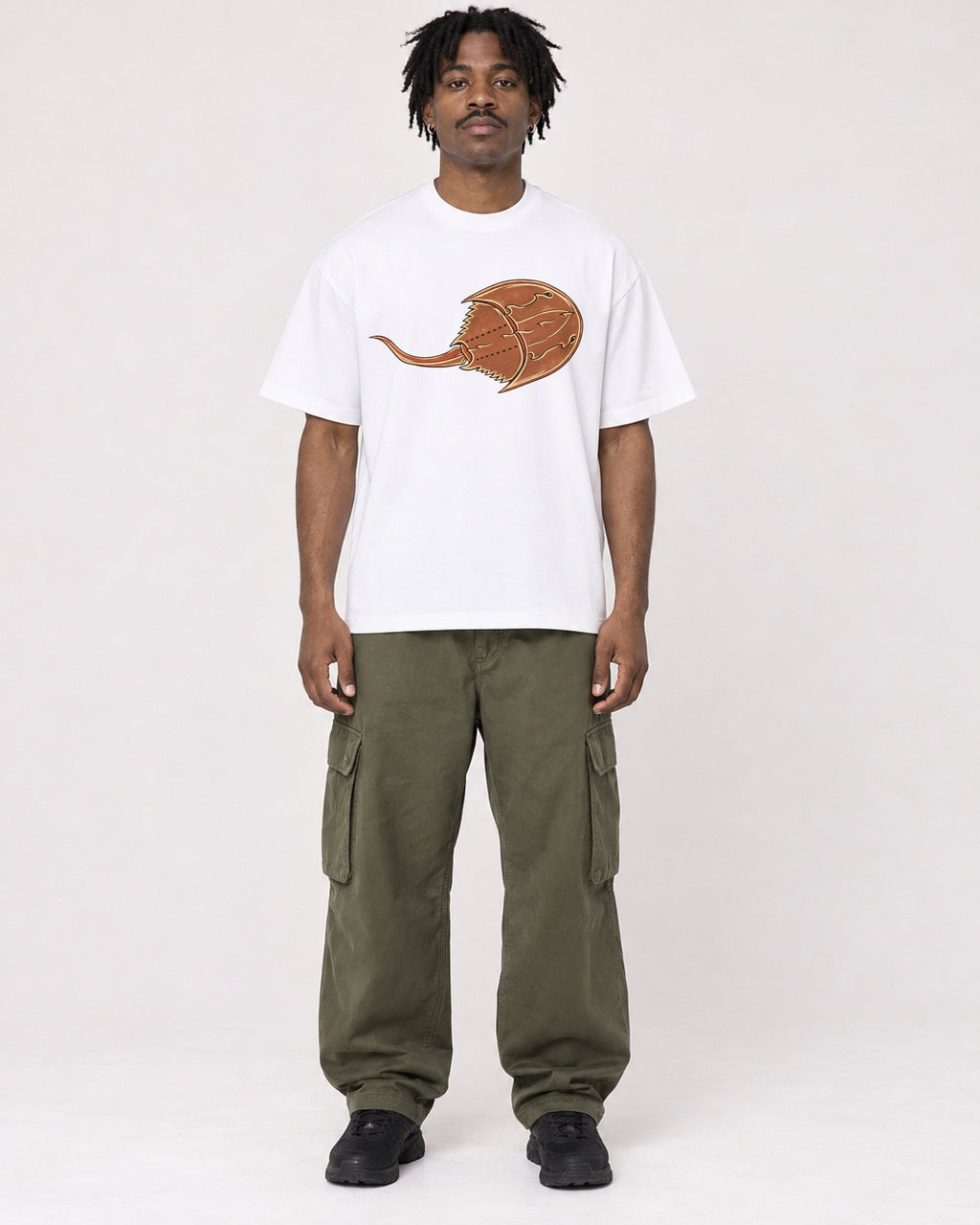 Mockup Boxy Heavyweight Tee White male full-body 04