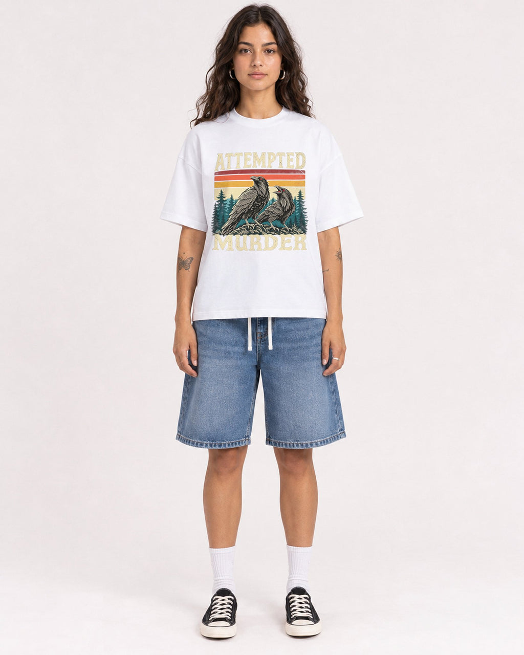 Mockup Boxy Heavyweight Tee White female full-body 06