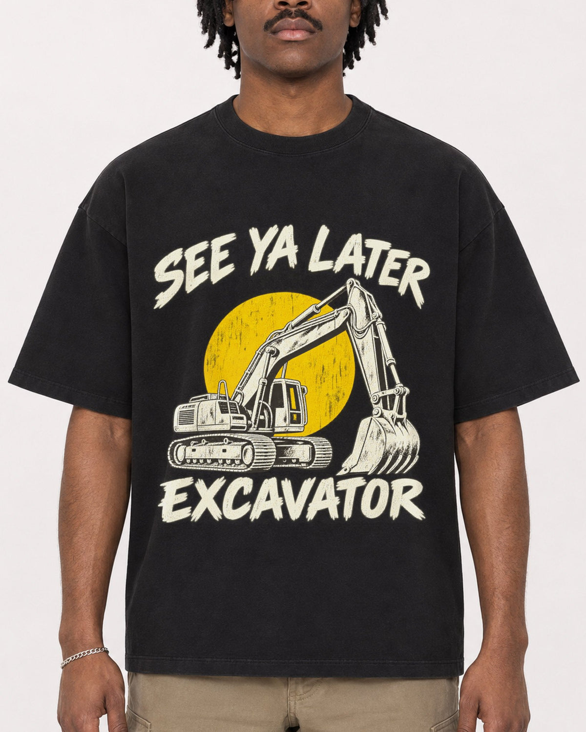 Mockup Boxy Heavyweight Tee Black male close-up 04