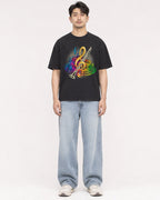 Mockup Boxy Heavyweight Tee Black male full-body 13
