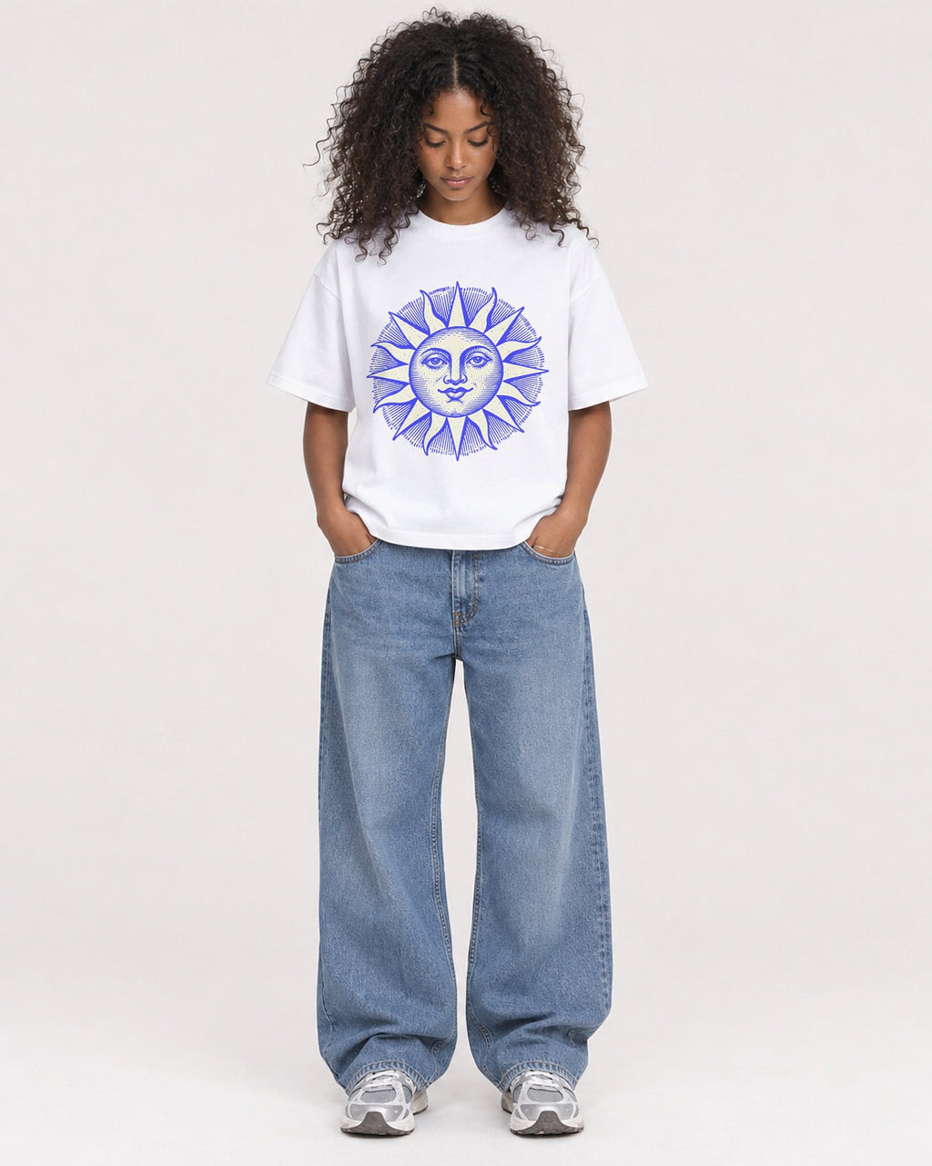Mockup Boxy Heavyweight Tee White female full-body 05