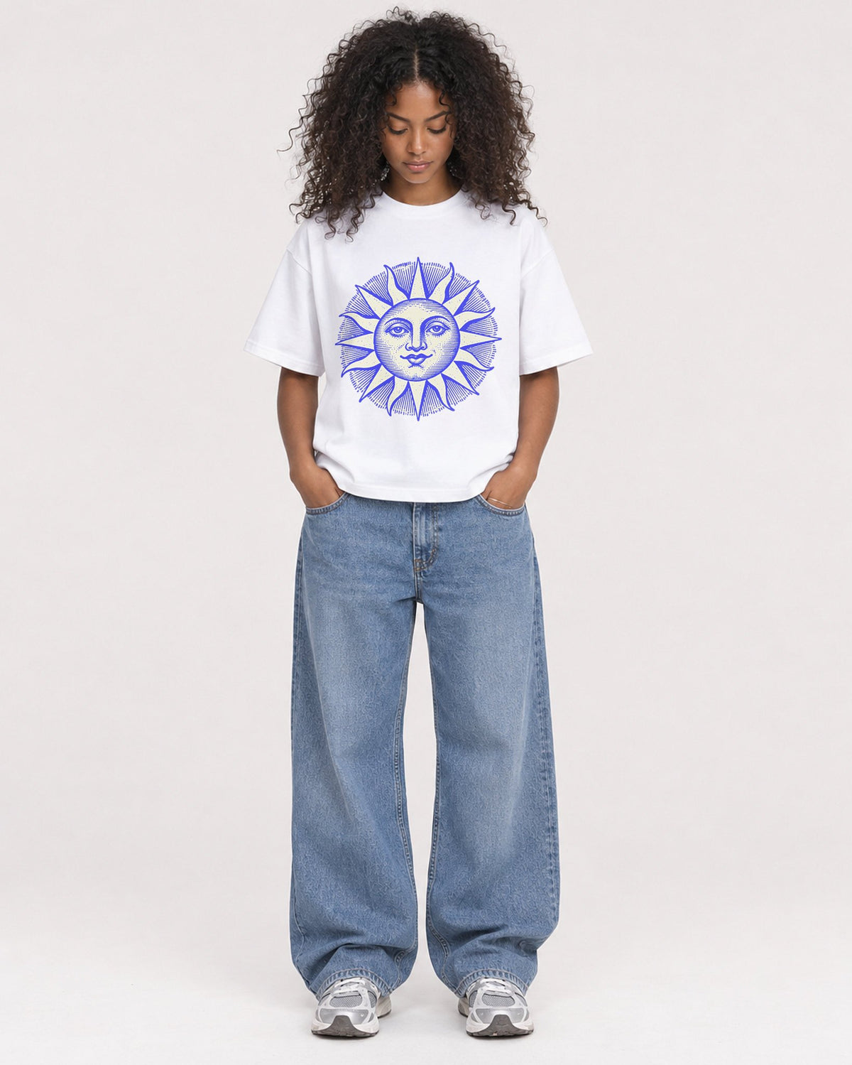 Mockup Boxy Heavyweight Tee White female full-body 05