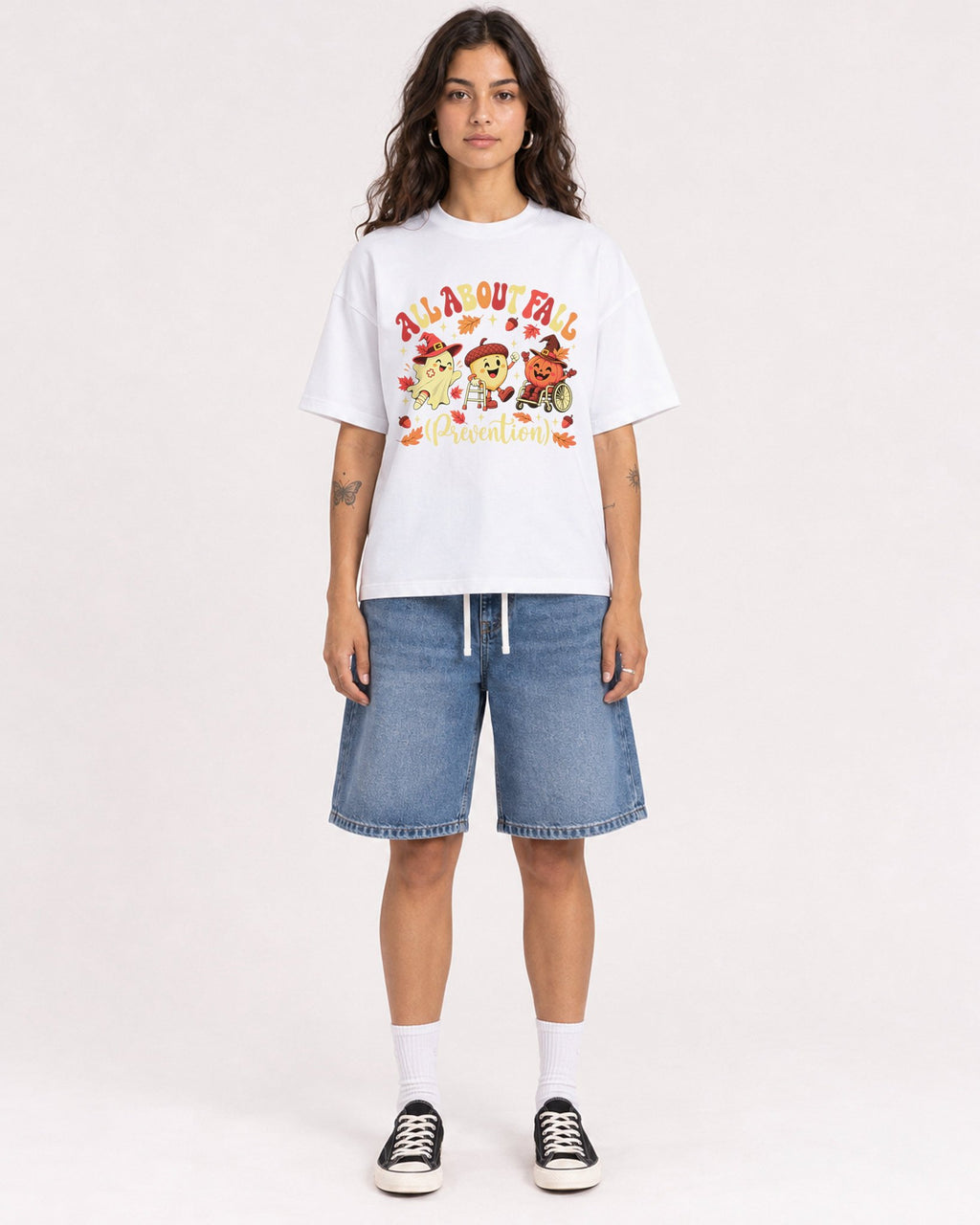 Mockup Boxy Heavyweight Tee White female full-body 06
