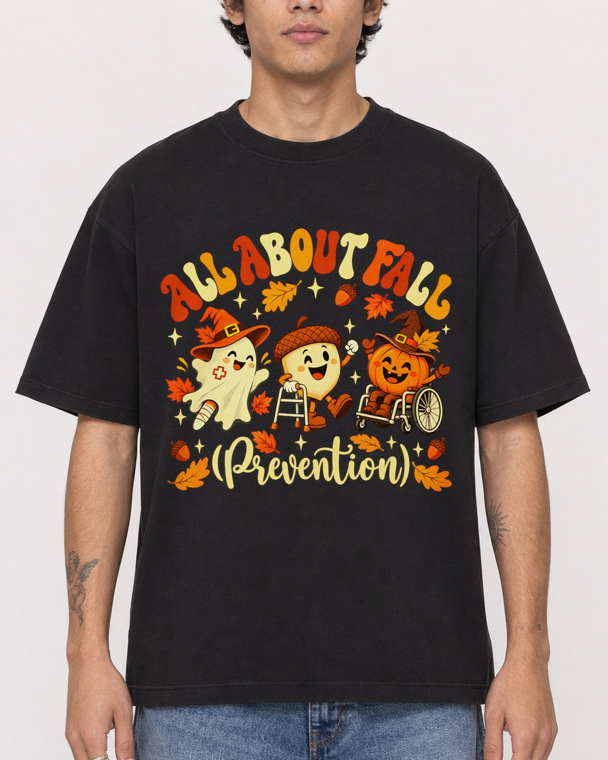 Mockup Boxy Heavyweight Tee Black male close-up 06