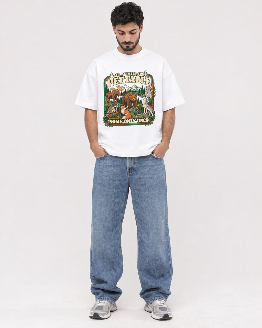 Mockup Boxy Heavyweight Tee White male full-body 07