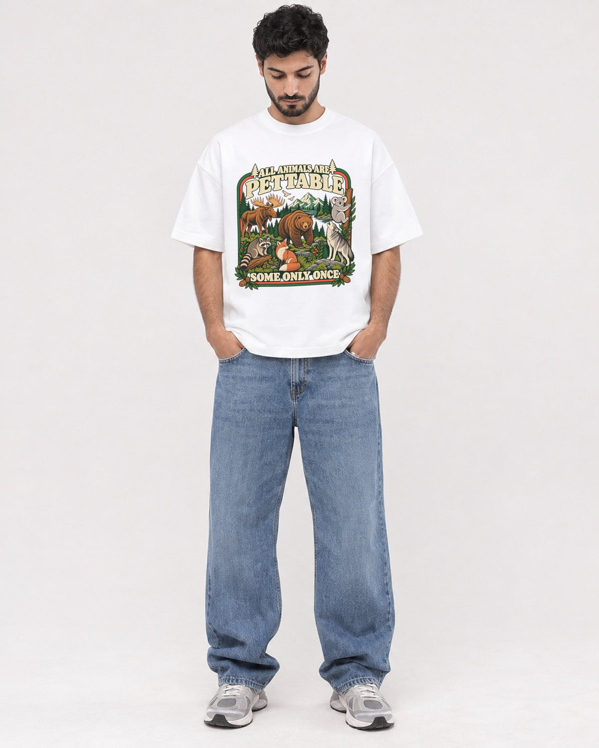 Mockup Boxy Heavyweight Tee White male full-body 07