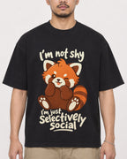 Mockup Boxy Heavyweight Tee Black male close-up 32