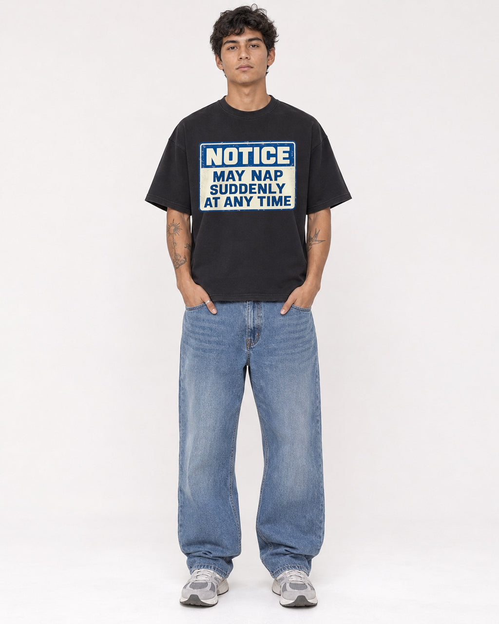 Mockup Boxy Heavyweight Tee Black male full-body 06
